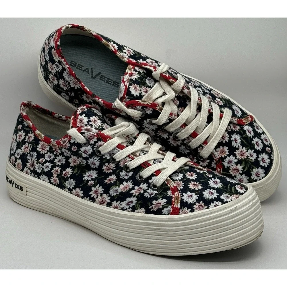 SeaVees Monterey Daisy Patchwork Women Sz 7.5‎ Platform Cottage Core Boho